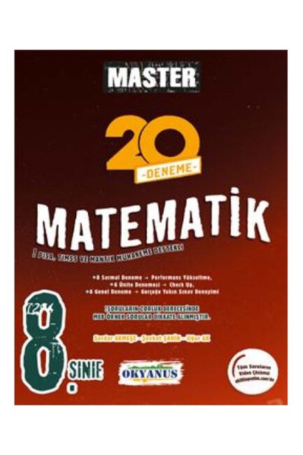 OKYANUS 8.Sınıf MASTER MATEMATİK 20 DENEME SINAVI - OKYANUS YAYINLARI