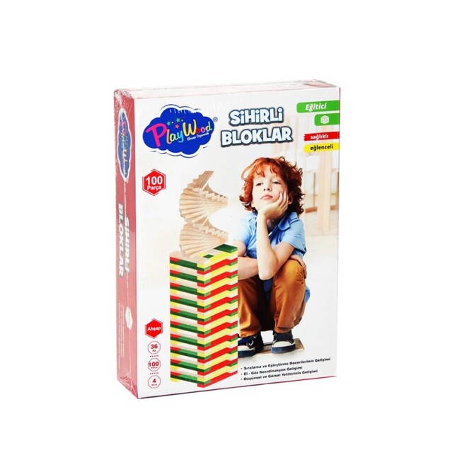 ONYIL PLAYWOOD AHŞAP 100 PARÇA SİHİRLİ BLOKLAR - ONYIL OYUNCAK