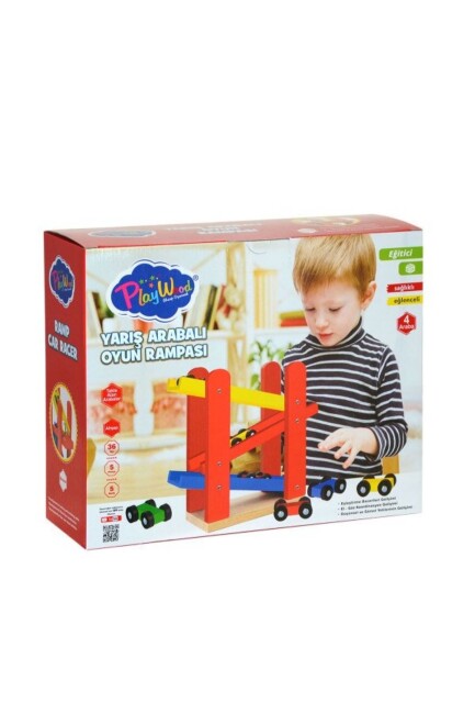 ONYIL PLAYWOOD AHŞAP OTOPARK YARIŞ ARABALI OYUN RAMPASI - ONYIL OYUNCAK