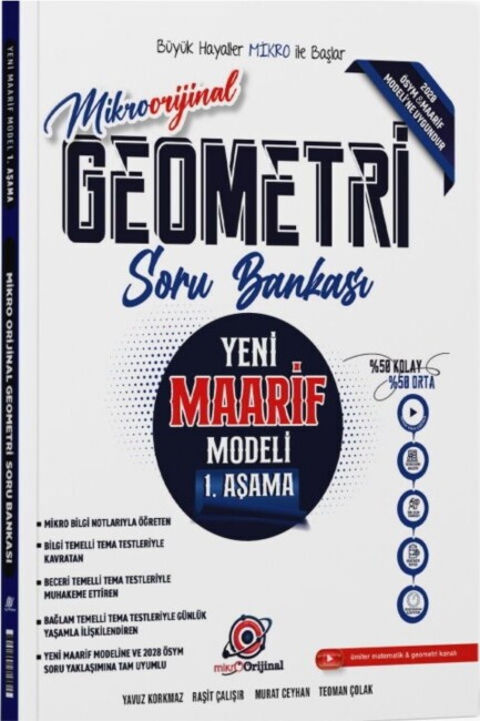 ORİJİNAL MİKRO GEOMETRİ MAARİF MODEL 1.AŞAMA SORU BANKASI - ORİJİNAL YAYINLARI