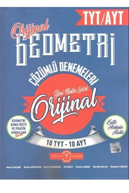 ORİJİNAL TYT-AYT GEOMETRİ 10 TYT - 10 AYT DENEMELERİ - ORİJİNAL YAYINLARI