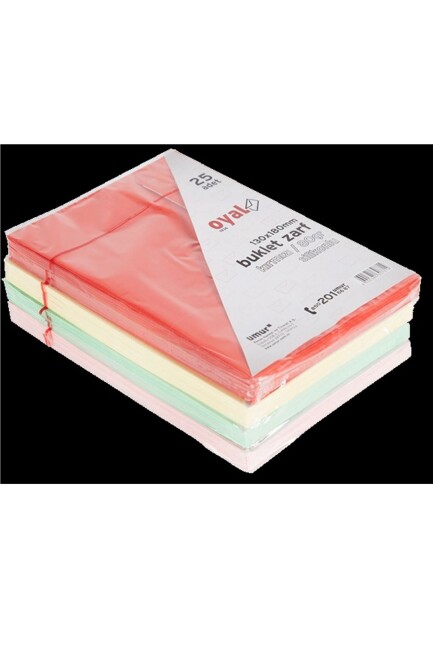 OYAL ZARF BUKLET 114x162 KARIŞIK RENKLİ 80gr.25 li Paket - OYAL