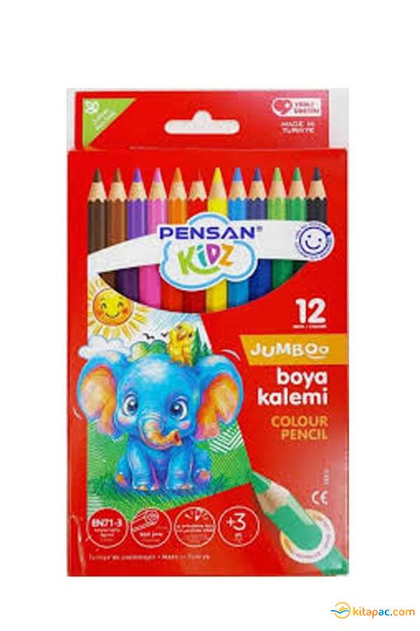 PENSAN KIDZ JUMBO 12 RENK KURU BOYA KALEMİ - 1