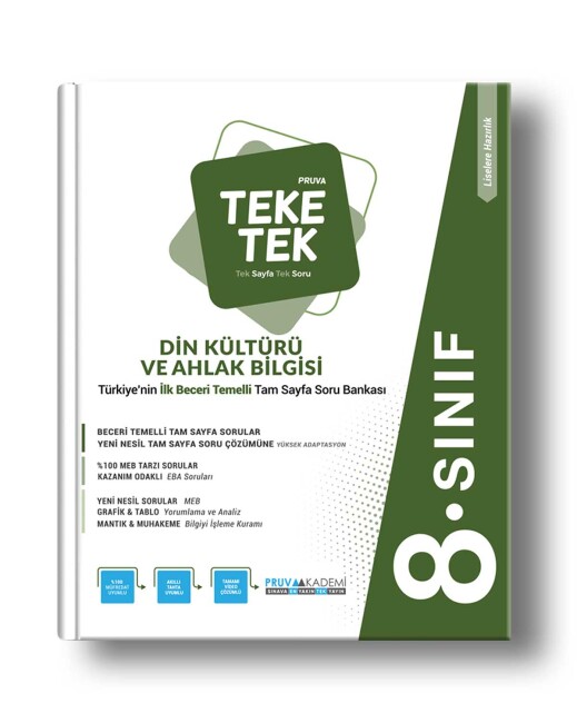 PRUVA AKADEMİ 8.Sınıf DİN KÜLTÜRÜ TEKE TEK Soru Bankası - PRUVA AKADEMİ YAYINLARI