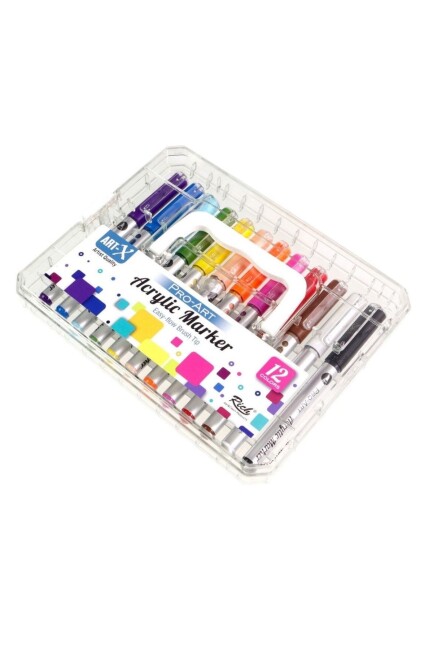 RİCH ART-X PRO ART FIRÇA UÇLU AKRİLİK MARKER KALEM 12 RENK - RİCH