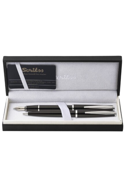 SCRİKSS 33 DOLMA - TÜKENMEZ KALEM SETİ - Siyah - SCRİKSS