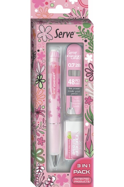 SERVE DEEP VERSATİL UÇLU KALEM 3 LÜ SET PEMBE - SERVE