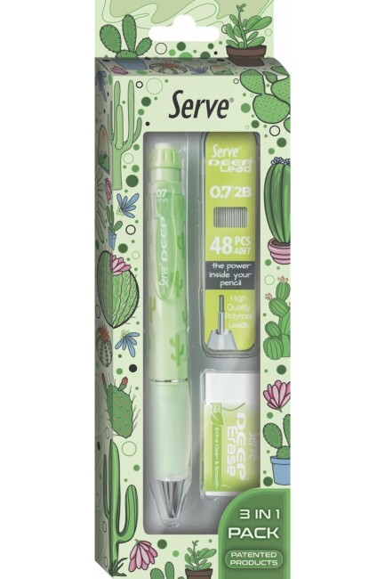 SERVE DEEP VERSATİL UÇLU KALEM 3 LÜ SET YEŞİL - SERVE