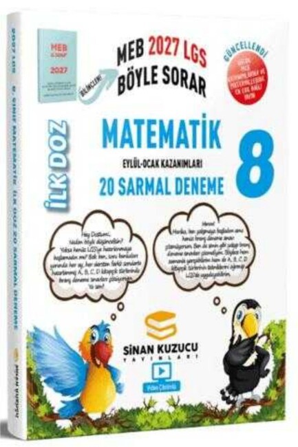 SİNAN KUZUCU 2027 8.SINIF MATEMATİK İLK DOZ SARMAL BRANŞ DENEMELERİ - SİNAN KUZUCU YAYINLARI