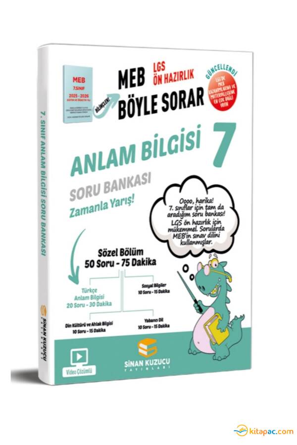 SİNAN KUZUCU 7.Sınıf ANLAM BİLGİSİ MEB BÖYLE SORAR SORU BANKASI - 2026 - 1