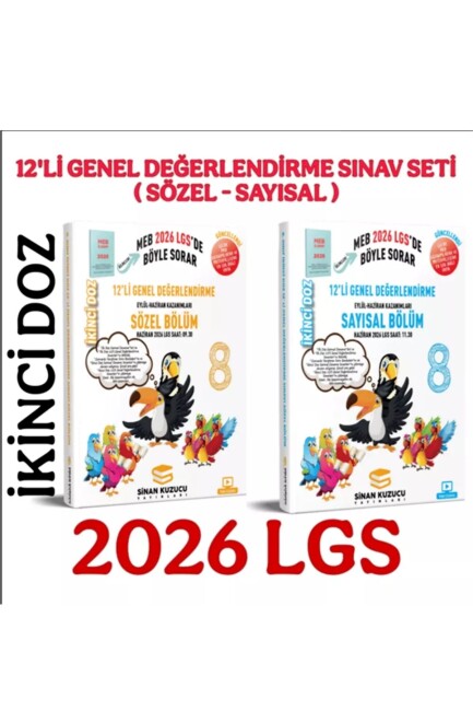 SİNAN KUZUCU 8.Sınıf İKİNCİ DOZ 12 Lİ GENEL DEĞERLENDİRME SINAV 2 Lİ SET 2 Lİ - 2026 - SİNAN KUZUCU YAYINLARI