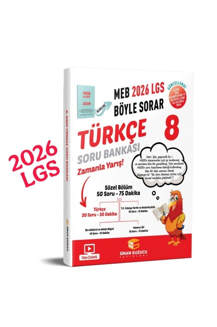 SİNAN KUZUCU 8.Sınıf TÜRKÇE MEB BÖYLE SORAR SORU BANKASI - 2026 - SİNAN KUZUCU YAYINLARI