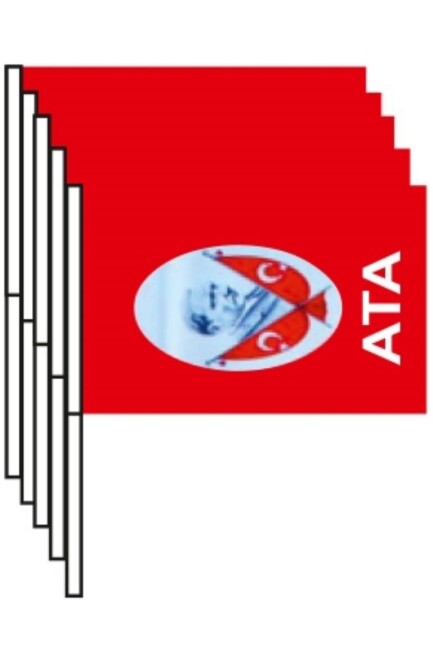 SOPALI 12x22,5cm.KAĞIT BAYRAK ATALI KÜÇÜK 80 ADET - VATAN BAYRAK