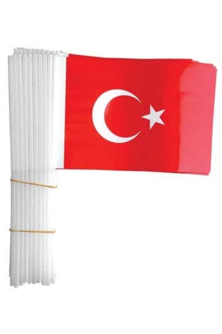 SOPALI 22x32cm.KAĞIT BAYRAK BÜYÜK 40 ADET - VATAN BAYRAK