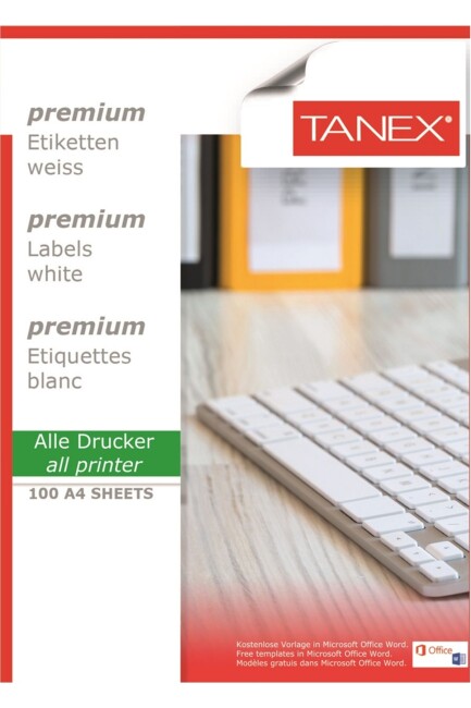 TANEX LASER ETİKET A4 TW-2165 38X21 100 LÜ PAKET - TANEX