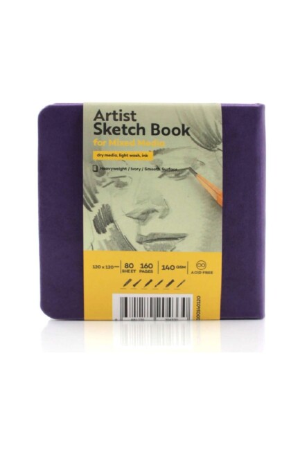 TİGERTİNT 80YP 140GR 12x12 SERT KAPAK ESKİZ DEFTERİ MOR - GÜVEN SANAT