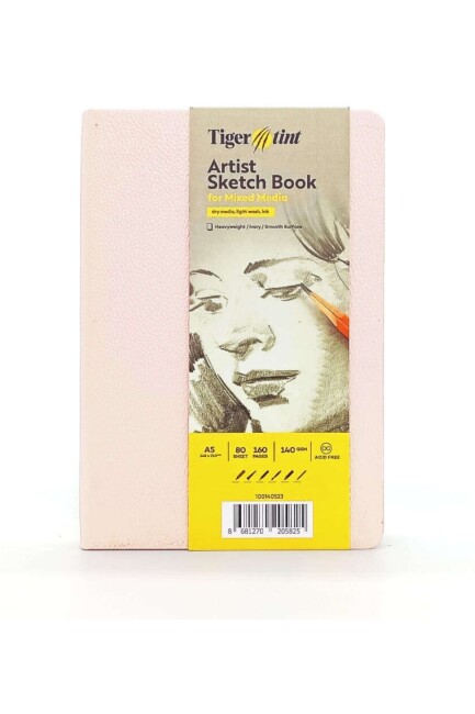 TİGERTİNT 80YP 140GR A5 SERT KAPAK ESKİZ DEFTERİ PUDRA PEMBE - GÜVEN SANAT