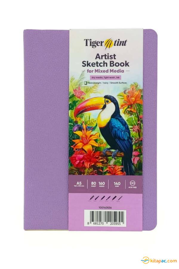 TİGERTİNT 80YP 140GR A5 SANATSAL SOFT KAPAK DEFTER LİLA - 1