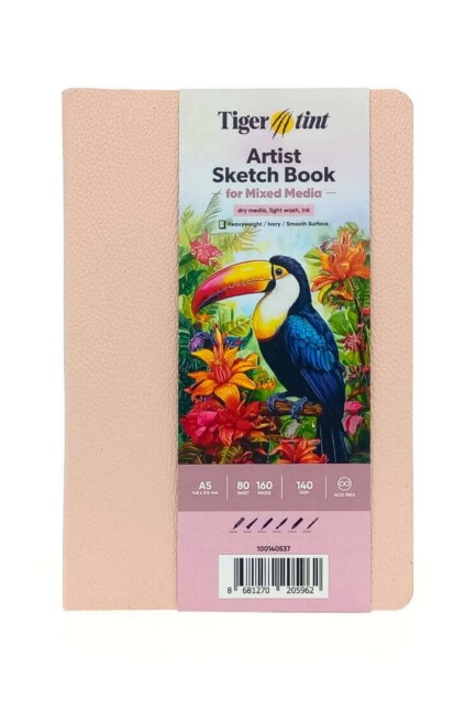 TİGERTİNT 80YP 140GR A5 SANATSAL SOFT KAPAK DEFTER PUDRA - GÜVEN SANAT