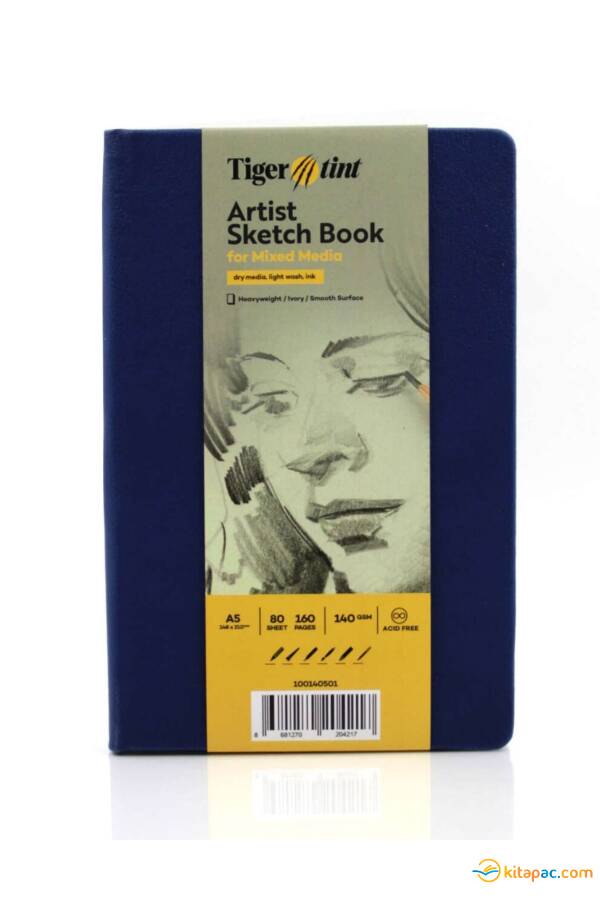 TİGERTİNT 80YP 140GR A5 SERT KAPAK ESKİZ DEFTERİ MAVİ - 1