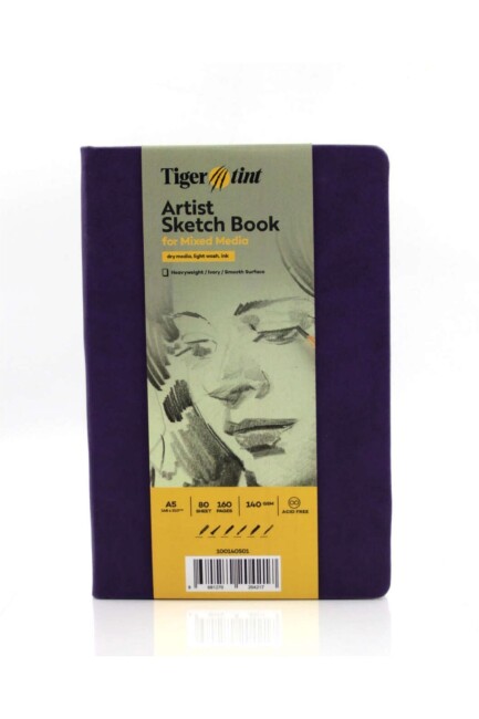 TİGERTİNT 80YP 140GR A5 SERT KAPAK ESKİZ DEFTERİ MOR - GÜVEN SANAT