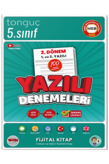 TONGUÇ 5.Sınıf YAZILI DENEMELERİ 2. DÖNEM 1.ve 2.YAZILI - TONGUÇ YAYINLARI