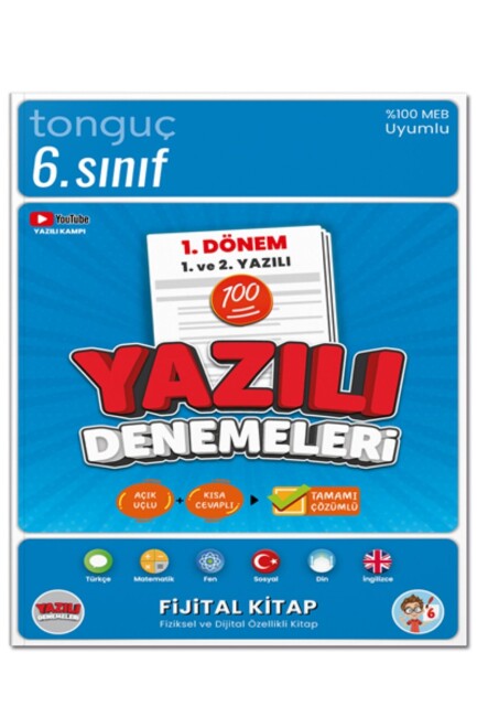 TONGUÇ 6.Sınıf YAZILI DENEMELERİ 1. DÖNEM 1.ve 2.YAZILI - TONGUÇ YAYINLARI