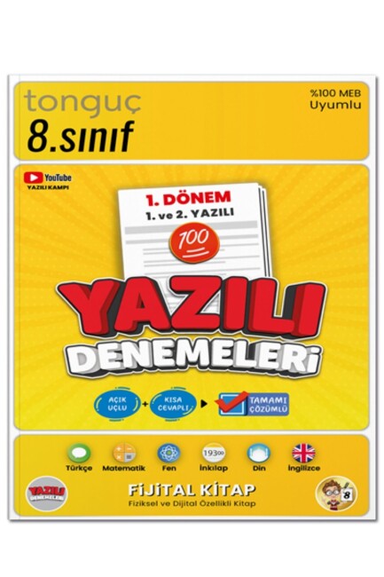 TONGUÇ 8.Sınıf YAZILI DENEMELERİ 1. DÖNEM 1.ve 2.YAZILI - TONGUÇ YAYINLARI
