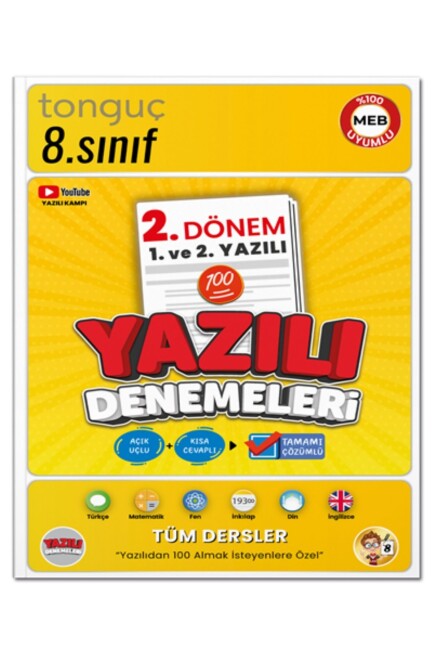 TONGUÇ 8.Sınıf YAZILI DENEMELERİ 2. DÖNEM 1.ve 2.YAZILI - TONGUÇ YAYINLARI