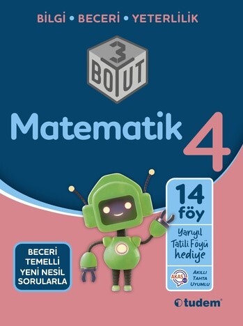 TUDEM 4.Sınıf MATEMATİK 3 BOYUT Beceri Temelli Yeni Nesil Sorularla - TUDEM EĞİTİM YAYINLARI