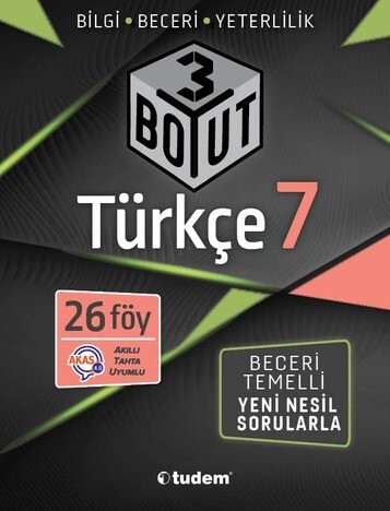 TUDEM 7.Sınıf TÜRKÇE 3 BOYUTLU 26 Föy Konu Anlatımlı Soru Bankası - TUDEM EĞİTİM YAYINLARI