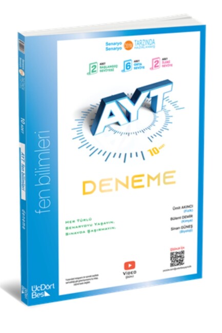 ÜÇDÖRTBEŞ AYT 10 LU FEN BİLİMLERİ DENEME - ÜÇDÖRTBEŞ YAYINLARI
