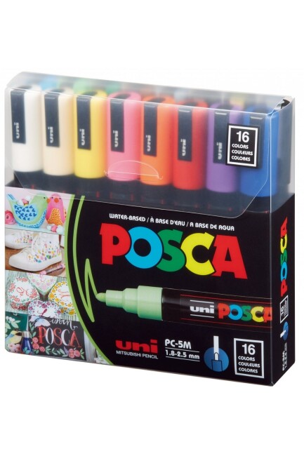 UNİ POSCA 1,8 2,5 SU BAZLI POSTER MARKÖRÜ 16 RENK - POSCA