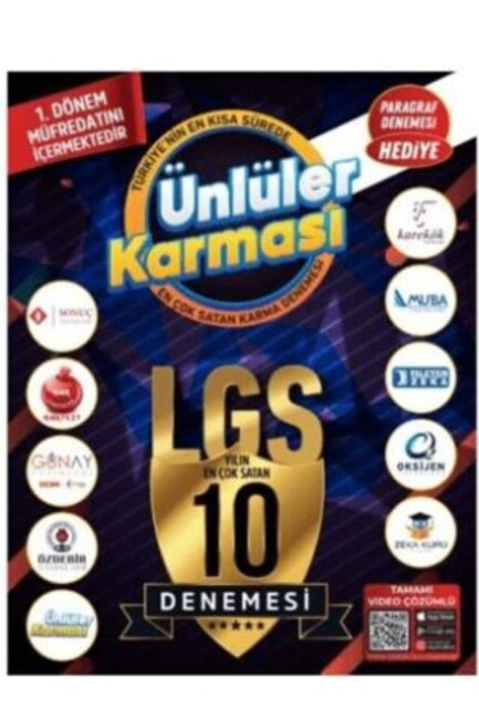 ÜNLÜLER 8. Sınıf LGS 1.DÖNEM 10 FARKLI YAYIN 10 DENEME - ÜNLÜLER KARMASI