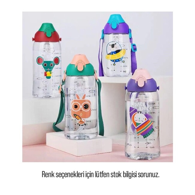 VAGON LİFE UZSPACE TRITAN Pipetli Kılıflı SULUK MATARA 480 ml Yeşil - UZSPACE